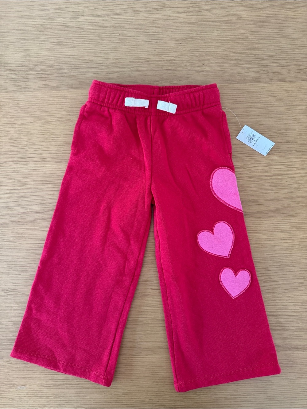 Kids Light Red with Pink Heart Sweat Pants